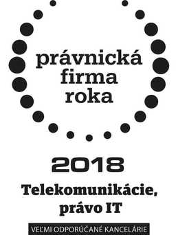 Prestížna súťaž Právnická firma roka 2018 zaradila advokátsku kanceláriu medzi veľmi odporúčané kancelárie pre oblasť telekomunikácií a práva IT.