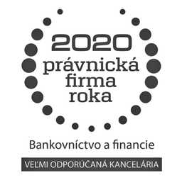 Prestížna súťaž Právnická firma roka 2020 zaradila advokátsku kanceláriu medzi veľmi odporúčané kancelárie pre oblasť bankovníctva a financií.